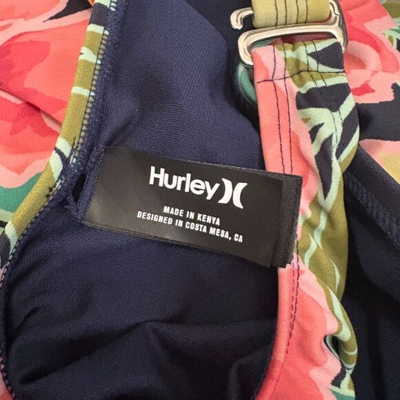 Hurley Floral One Piece Swimsuit‎ Back Cutout UPF 50+ Tropical Size Medium - Picture 6 of 7